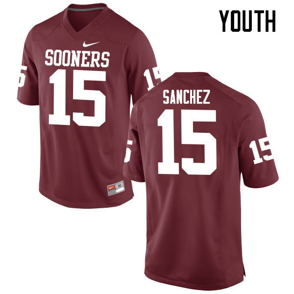 Youth Oklahoma Sooners #15 Zack Sanchez College Football Jerseys Game-Crimson